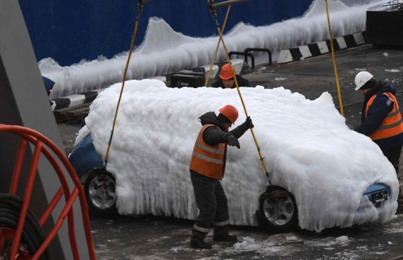 Во Русија увезуваат смрзнати автомобили (фото, видео)